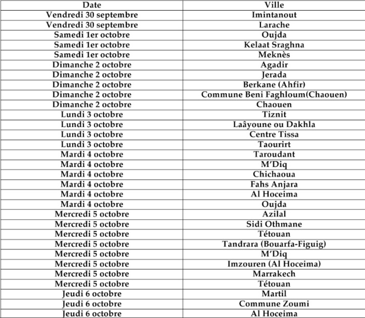 Programme des meetings électoraux présidés par le Bureau politique