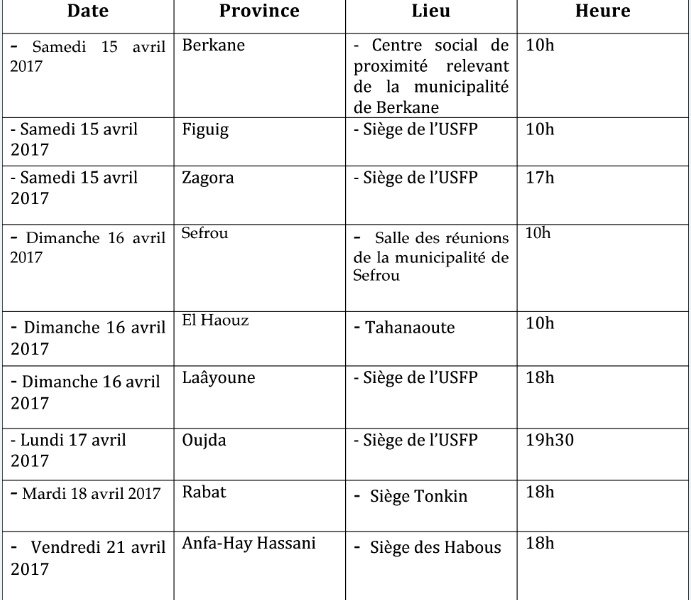 USFP : Rencontres locales pour débattre des projets de résolutions