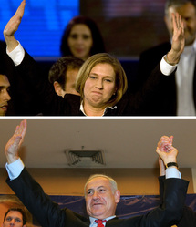 Le Kadima devance le Likoud d’un seul siège : Livni et Netanyahu crient victoire Le Kadima devance le Likoud d’un seul siège : Livni et Netanyahu crient victoire