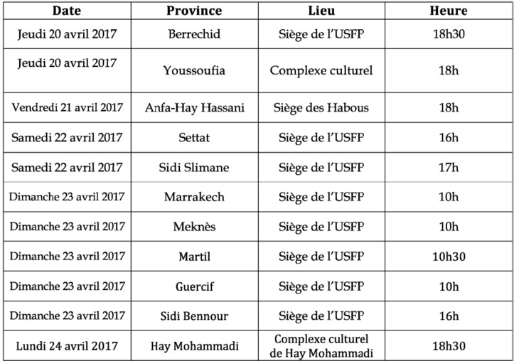 USFP : Rencontres locales pour débattre des projets de résolutions USFP : Rencontres locales pour débattre des projets de résolutions