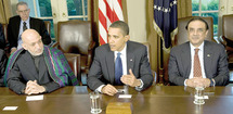 Le président américain BaraRencontre entre Barack Obama, Hamid Karzaï et Asif Ali Zardari : Front commun contre Al Qaïda Le président américain BaraRencontre entre Barack Obama, Hamid Karzaï et Asif Ali Zardari : Front commun contre Al Qaïda