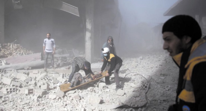 Des civils évacués de la Ghouta orientale Des civils évacués de la Ghouta orientale