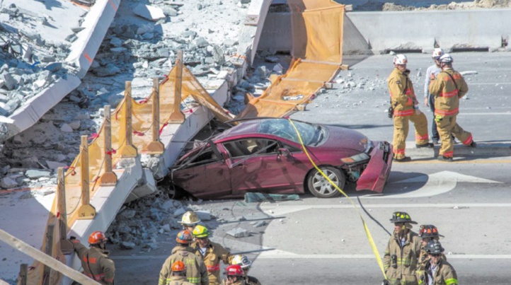 Au moins 6 morts dans l’effondrement d’un pont à Miami Au moins 6 morts dans l’effondrement d’un pont à Miami