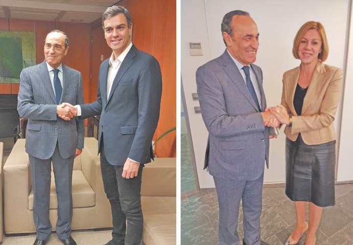 Habib El Malki avec Pedro Sanchez…		        … Maria Dolores de Cospedal …