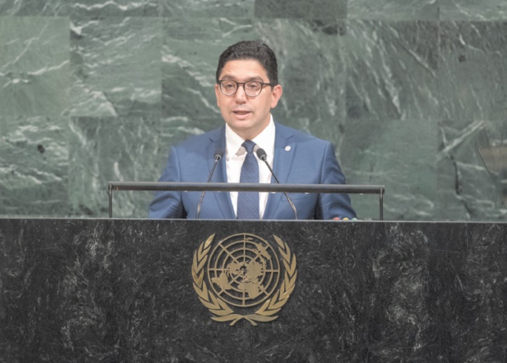 Nasser Bourita donnant lecture du message Royal. Ph : Nations unies Nasser Bourita donnant lecture du message Royal. Ph : Nations unies