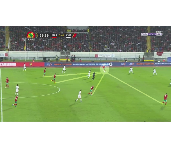 Souvent esseulé au moment de recevoir le ballon en première mi-temps .