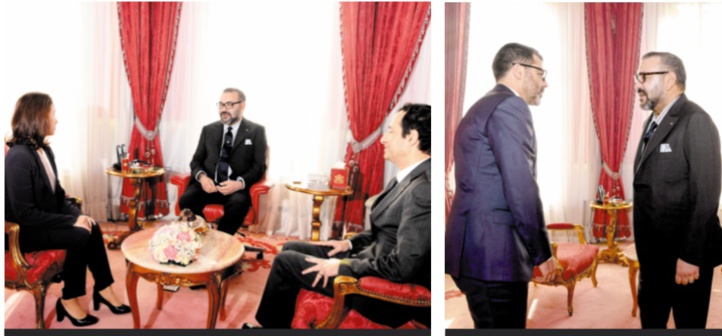 S.M le Roi reçoit Dounia Ben Abbas Tâarji et Obaid Amrane S.M le Roi reçoit Dounia Ben Abbas Tâarji et Obaid Amrane