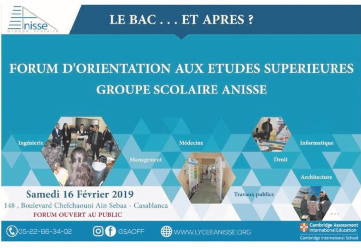 Forum d’orientation aux études supérieures du Groupe scolaire Anisse Forum d’orientation aux études supérieures du Groupe scolaire Anisse