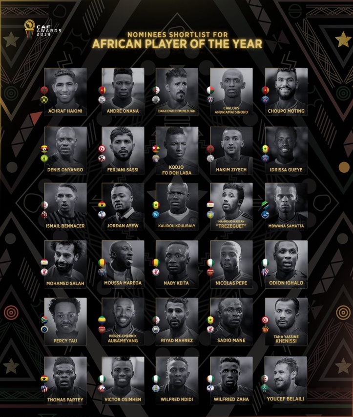 Hakimi et Ziyech nominés aux CAF Awards