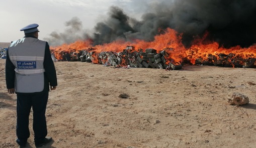 Destruction de drogue et de produits de contrebande estimés à 190 millions de dirhams Destruction de drogue et de produits de contrebande estimés à 190 millions de dirhams