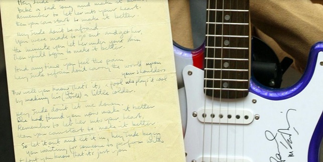 Les paroles manuscrites du “Hey Jude” des Beatles vendues 910.000 dollars Les paroles manuscrites du “Hey Jude” des Beatles vendues 910.000 dollars