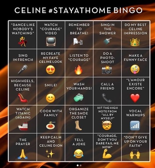 L’initiative hilarante de Céline Dion pour sauver les confinés qui s'ennuient L’initiative hilarante de Céline Dion pour sauver les confinés qui s'ennuient