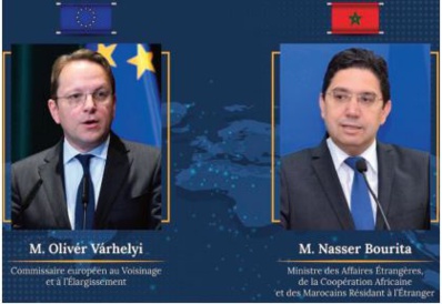 Nasser Bourita s'entretient avec le Commissaire européen à l'élargissement et à la politique de voisinage Nasser Bourita s'entretient avec le Commissaire européen à l'élargissement et à la politique de voisinage