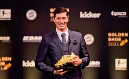 Le Soulier d'or 2020-21 attribué à Lewandowski Le Soulier d'or 2020-21 attribué à Lewandowski