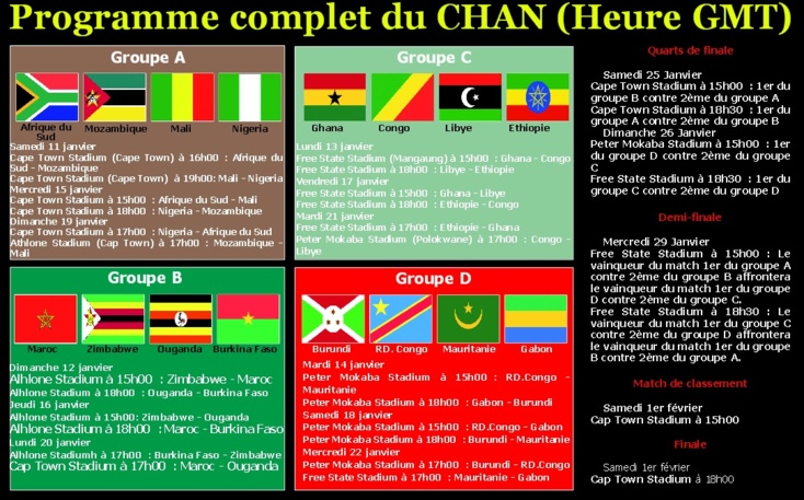 Programme complet du CHAN (Heure GMT) Programme complet du CHAN (Heure GMT)
