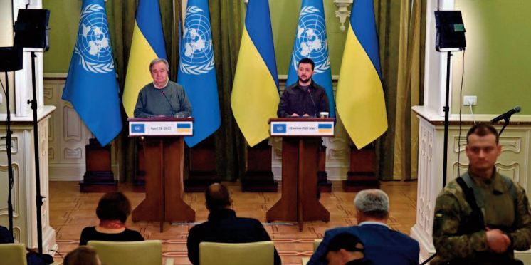 Kiev frappée en pleine visite du chef de l'ONU Kiev frappée en pleine visite du chef de l'ONU