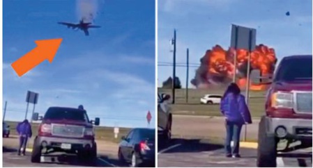Collision entre deux avions de la Seconde Guerre lors d' un spectacle aérien au Texas Collision entre deux avions de la Seconde Guerre lors d' un spectacle aérien au Texas