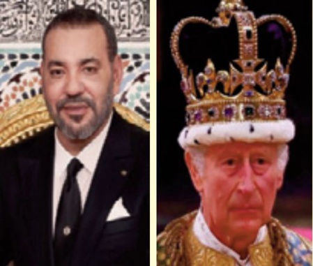 S.M le Roi Mohammed VI félicite S.M Charles III et S.M Camilla à l'occasion de leur couronnement Souverain du Royaume-Uni et Reine S.M le Roi Mohammed VI félicite S.M Charles III et S.M Camilla à l'occasion de leur couronnement Souverain du Royaume-Uni et Reine