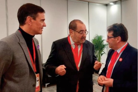 Pedro Sanchez, Driss Lachguar et Machij El Karkari. Pedro Sanchez, Driss Lachguar et Machij El Karkari.