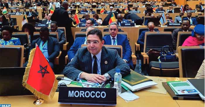 Le Maroc réitère la vision Royale selon laquelle le Royaume cherche à donner le leadership à l’Afrique Le Maroc réitère la vision Royale selon laquelle le Royaume cherche à donner le leadership à l’Afrique