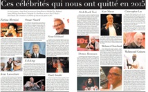Ces célébrités qui nous ont quitté en 2015 Ces célébrités qui nous ont quitté en 2015