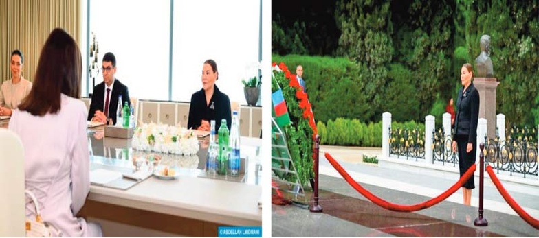 SAR la Princesse Lalla Hasnaa rencontre la Première Dame de la République d’Azerbaïdjan et visite à Bakou l’Allée d’Honneur et l’Allée des martyrs