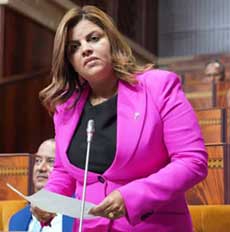 Aïcha El Gourji, députée du Groupe socialiste-Opposition ittihadie. Aïcha El Gourji, députée du Groupe socialiste-Opposition ittihadie.