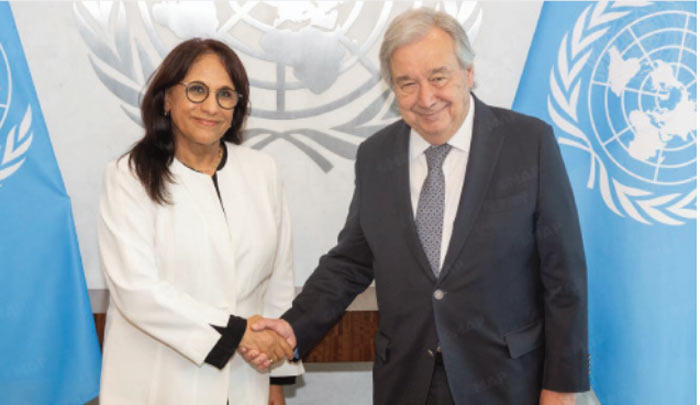Le rôle des institutions nationales des droits de l'Homme au centre d'un entretien d’Amina Bouayach avec le SG de l’ONU Le rôle des institutions nationales des droits de l'Homme au centre d'un entretien d’Amina Bouayach avec le SG de l’ONU