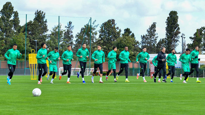 Le Onze national à pied d’oeuvre avant son match des quarts