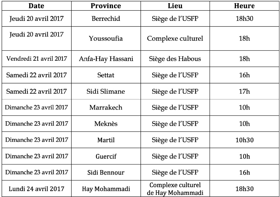 USFP : Rencontres locales pour débattre des projets de résolutions