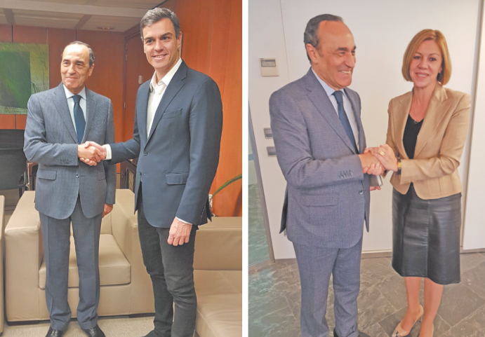 Habib El Malki avec Pedro Sanchez…		        … Maria Dolores de Cospedal …