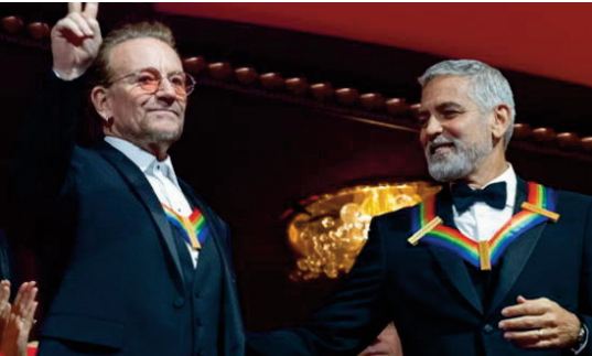 George Clooney et U2 honorés par le Kennedy Center à Washington
