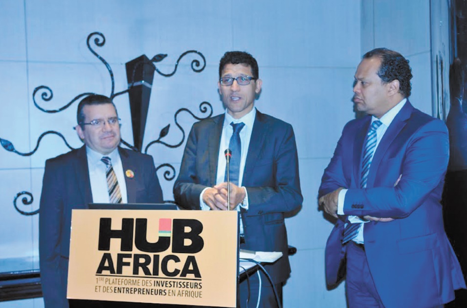 De gauche à droite : Zouhair Triqui, Secrétaire Général Maroc Export, Zakaria Fahim, Président Hub Africa et Alioune Gueye, Commissaire Général Hub Africa