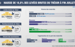 Hausse des levées brutes du Trésor  à fin juillet
