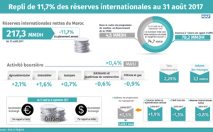 ​Repli de 11,7% des  réserves internationales au 31 août