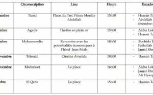 Calendrier des meetings de l'USFP durant la campagne électorale