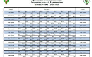 Programme général des rencontres Botola Pro D1 - 2019/2020