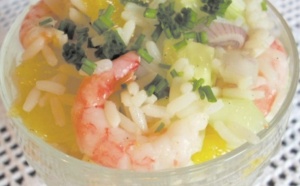 Recette : Salade de riz à l'orange  et aux crevettes