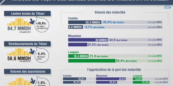 Hausse des levées brutes du Trésor  à fin juillet