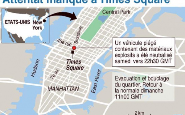 Attentat manqué de Time Square : Un suspect interpellé à New York et cinq au Pakistan