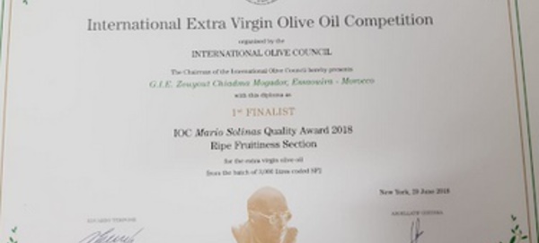 L’huiles d’olive des Chiadma primée à l’international