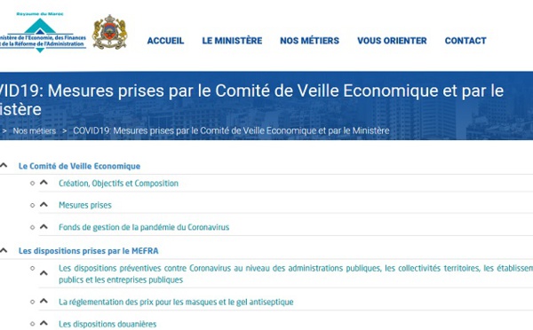 Le ministère de l'Economie lance une rubrique dédiée aux mesures prises contre le Covid-19